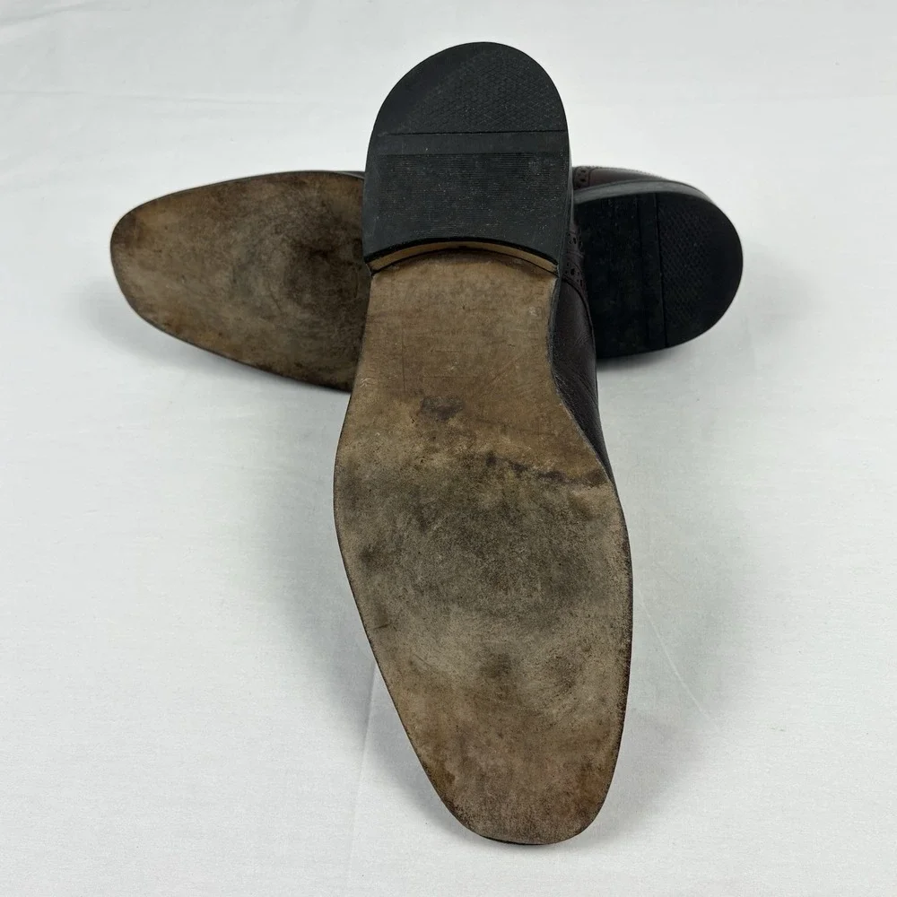 Johnston & Murphy Cellini Medallion Cap Toe Oxfords 11M Burgundy Leather Italy